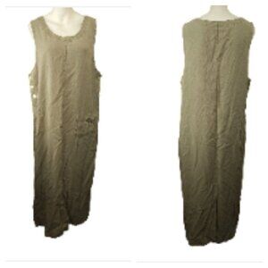 Talbots Sheath Maxi Dress XL Green Sleeveless Modest Lagen Look Casual Teacher